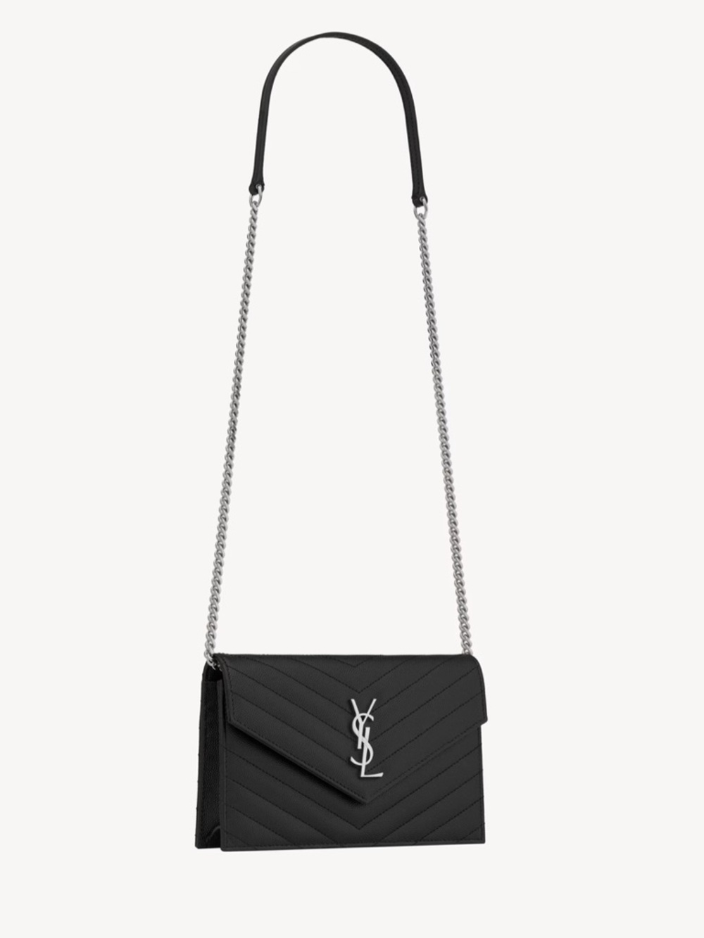 Saint Laurent CASSANDRE ENVELOPE CHAIN WALLET IN GRAIN DE POUDRE LEATHER - Picture 7 of 13